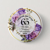 Jegliches HochzeitGold Frame Lila Rose Jahrestag Button (Vorderseite)