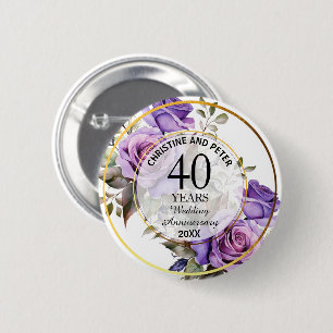 Jegliches HochzeitGold Frame Lila Rose Jahrestag Button