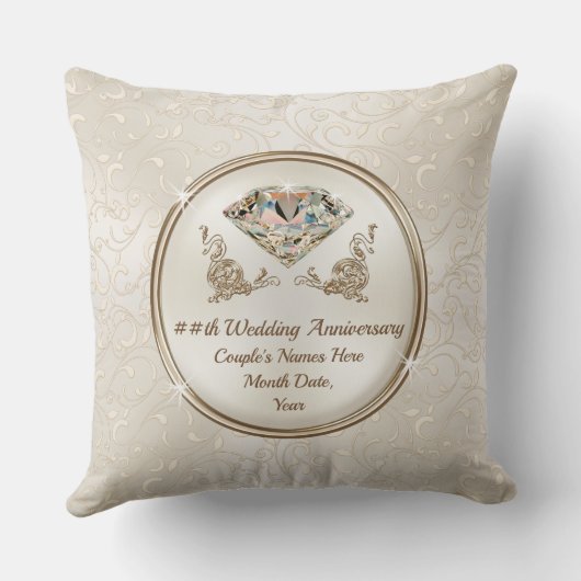 Jegliches Jubiläum der Diamanten-Hochzeit Geschenk Kissen (Rückseite)