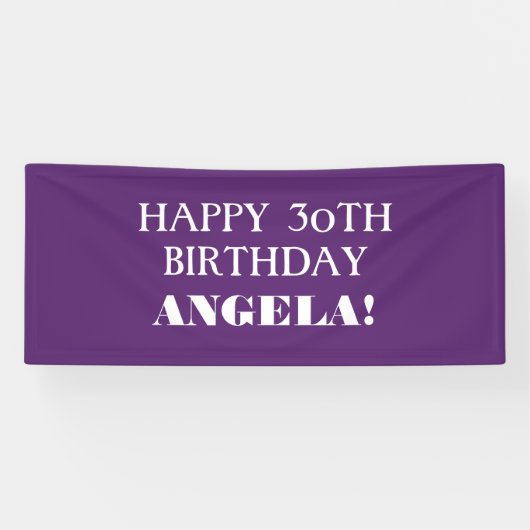 Jegliches Lila White Custom Happy Birthday Banner (Horizontal)