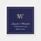 Jegliches Mongram Chic Navy Blue Paper Serviette (Vorderseite)