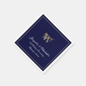 Jegliches Mongram Chic Navy Blue Paper Serviette (Ecke)