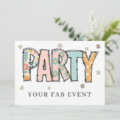 * Jegliches PARTY, das die Doodle einlädt, farbenf Einladung (Stehend Vorderseite)