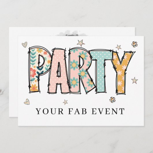 * Jegliches PARTY, das die Doodle einlädt, farbenf Einladung (Vorne/Hinten)