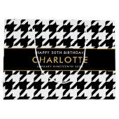 Jegliches Schwarz-weißes großes Hahnentrittmuster Große Geschenktüte (Rückseite)