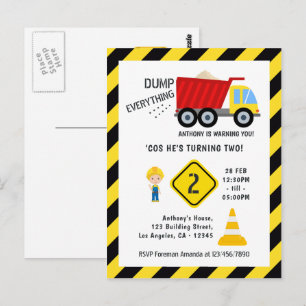 Jegliches Thema altersbedingte Dump Truck Geburtst Postkarte