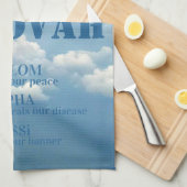 Jehova Jireh Shalom Rapha Blu Sky White Clouds Geschirrtuch (Viertel Falte)
