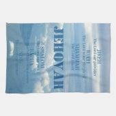 Jehova Jireh Shalom Rapha Blu Sky White Clouds Geschirrtuch (Horizontal)