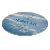 Jehova Jireh Shalom Rapha Blu Sky White Clouds Schneidebrett (Ecke)
