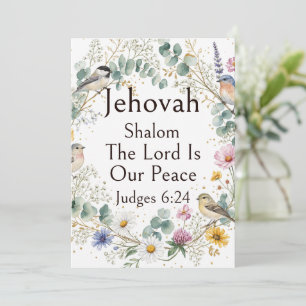 Jehovah Shalom, Wildblumen Vögel Eukalyptus Kunst Einladung