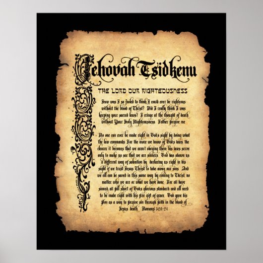 Jehovah Tsidkenu, Lord Righteness: Namen Gottes Poster (Vorne)