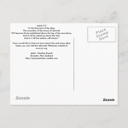 Jehovahs Mountain mit Pudding Postcard Postkarte (Rückseite)