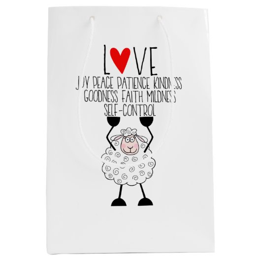 "Jehovahs Schaf... Früchte des Geistes" Mittel Gif Mittlere Geschenktüte (Vorderseite)