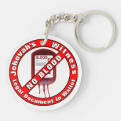 Jehovahs Zeuge - kein Blut Schlüsselanhänger (Rückseite)