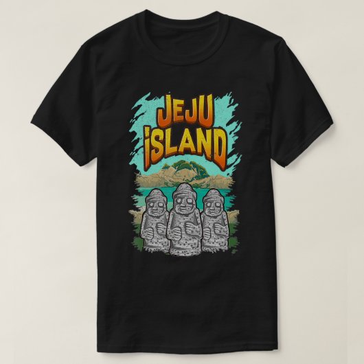 Jeju Island South Korea Dol Hareubang Statues Vint T-Shirt (Design vorne)