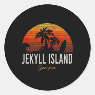 Jekyll Island Beach Georgia Ga Palms Vacacation Su Runder Aufkleber