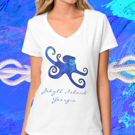 Jekyll Island GA Ocean Blue Octopus T-Shirt