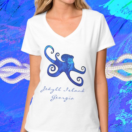 Jekyll Island GA Ocean Blue Octopus T-Shirt