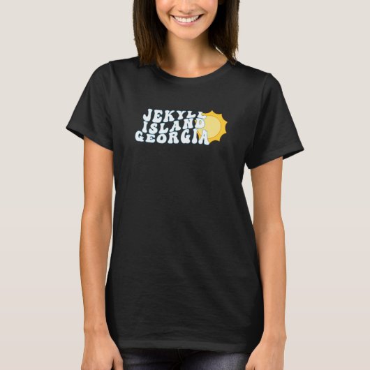Jekyll Island Georgia GA Retro Wavy Family Vacatio T-Shirt (Vorderseite)