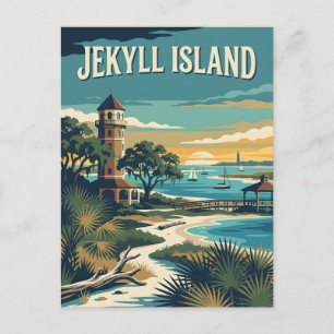 Jekyll Island Georgia Küste Retro Vintage Poster Postkarte