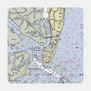 Jekyll Island Georgia Küstenkarte  Ornament Aus Metall