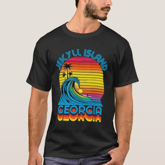 Jekyll Island Georgia Retro Throwback Surf & Beach T-Shirt (Vorderseite)