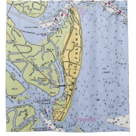 Jekyll Island Nautical Chart Shower Curtain Duschvorhang
