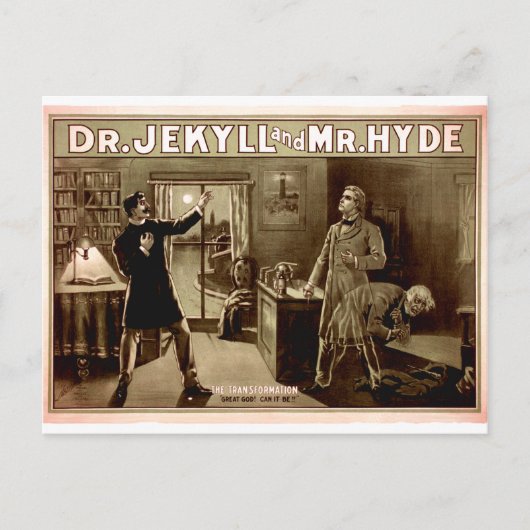 Jekyll und Hyde Vintag Illustration 1880er Postkarte (Vorderseite)