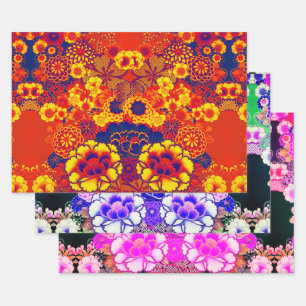 JELLOW BLUE BLUES Peony, Rose Japanisches Blumenko Geschenkpapier Set