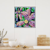 "Jelly Bean Petals" Abstrakte Blütenschwarz Gerahm Poster (Küche)