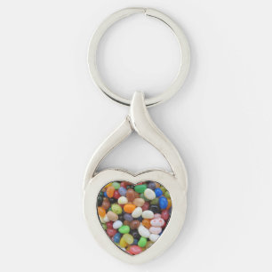 Jelly Bean schwarz blaue grüne Candy Textur Vorla Schlüsselanhänger