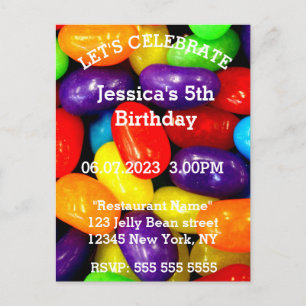 Jelly Beans 5th Birthday Candy Sweet Colorful Kids Postkarte