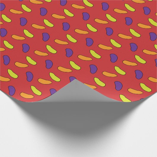 Jelly Beans auf rot Geschenkpapier (Ecke)
