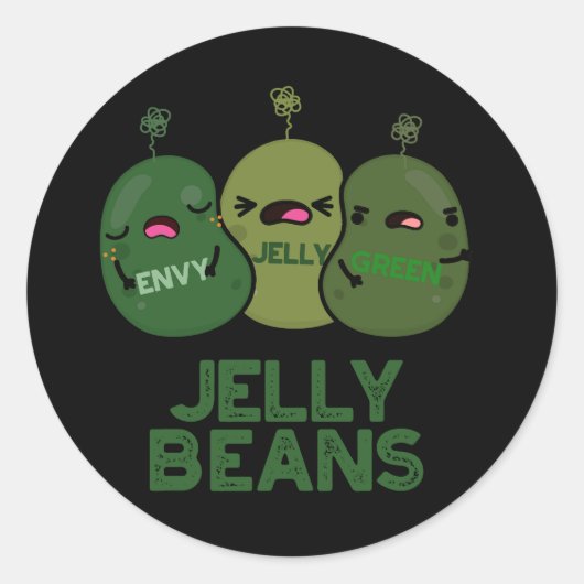 Jelly Beans Funny Jealous Candy Pun Dark BG Runder Aufkleber (Vorderseite)