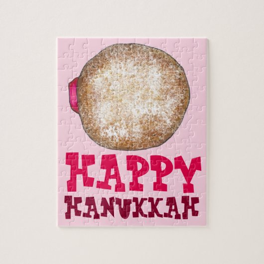 Jelly Donut Doughnut Happy Hanukkah Jewish Holiday Puzzle (Vertikal)