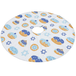 Jelly Donut und Star von David Hanukkah Fleece Weihnachtsbaumdecke