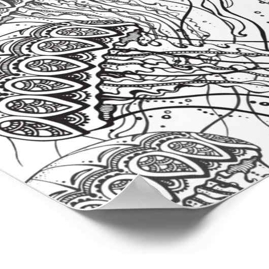 Jelly Fish Doodle 2 Poster (Ecke)