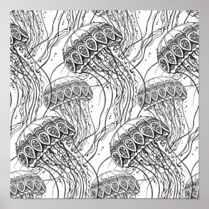 Jelly Fish Doodle 2 Poster