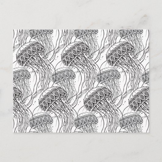 Jelly Fish Doodle Postkarte (Vorderseite)