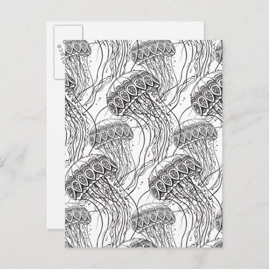 Jelly Fish Doodle Postkarte (Vorne/Hinten)