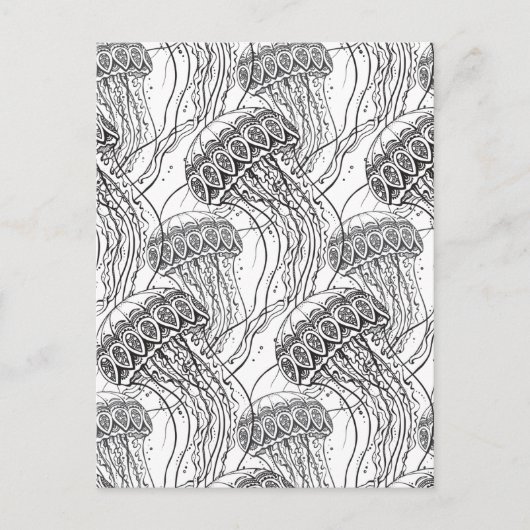 Jelly Fish Doodle Postkarte (Vorderseite)