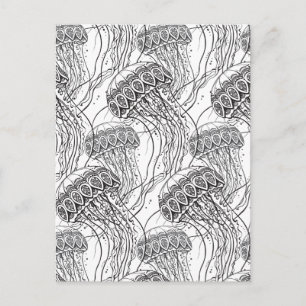 Jelly Fish Doodle Postkarte