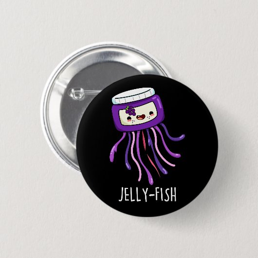 Jelly-fish Funny Jelly Jar Pun Dark BG Button (Vorne & Hinten)