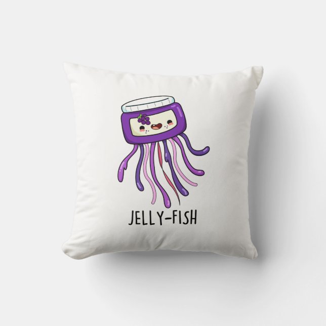 Jelly-fish Funny Jelly Jar Pun Kissen (Vorderseite)