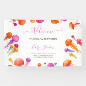 Jelly Fish Pink Yellow Gradient Pastel Baby Dusche Banner (Horizontal)
