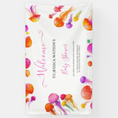 Jelly Fish Pink Yellow Gradient Pastel Baby Dusche Banner (Vertikal)