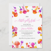 Jelly Fish Pink Yellow Gradient Pastel Baby Dusche Einladung (Vorderseite)