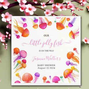 Jelly Fish Pink Yellow Gradient Pastel Baby Dusche Serviette