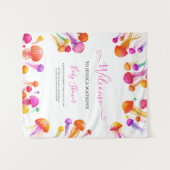 Jelly Fish Pink Yellow Gradient Pastel Baby Dusche Wandteppich (Vorderseite (Horizontal))