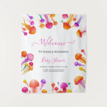 Jelly Fish Pink Yellow Gradient Pastel Baby Dusche